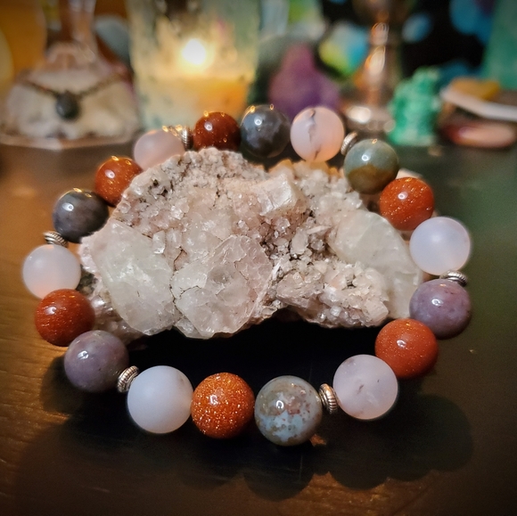 EARTHBOUND Jewelry - 💙❤Throat & Root Chakra❤💙 Jasper Bracelet